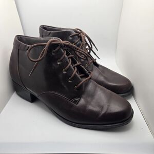 Sporto Booties Boots Women's 8 M Brown Leather Round Toe Lace Up W2423